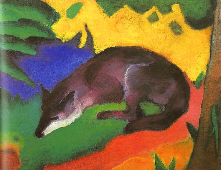 Franz Marc Blue Black Fox Norge oil painting art
